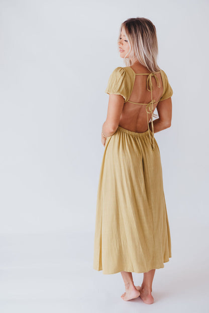 August Open Back Midi Dress in Sweet Pea - Bump Friendly