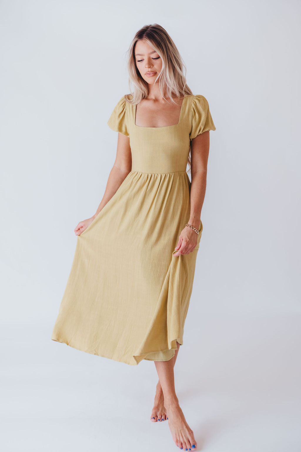 August Open Back Midi Dress in Sweet Pea - Bump Friendly