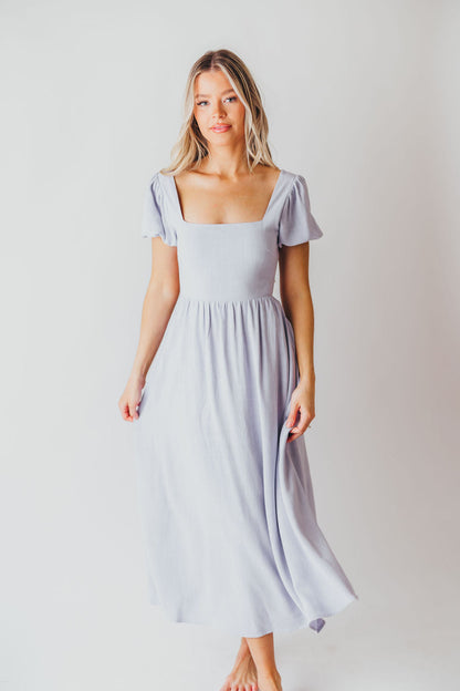 August Open Back Midi Dress in Morning Glory - Bump Friendly