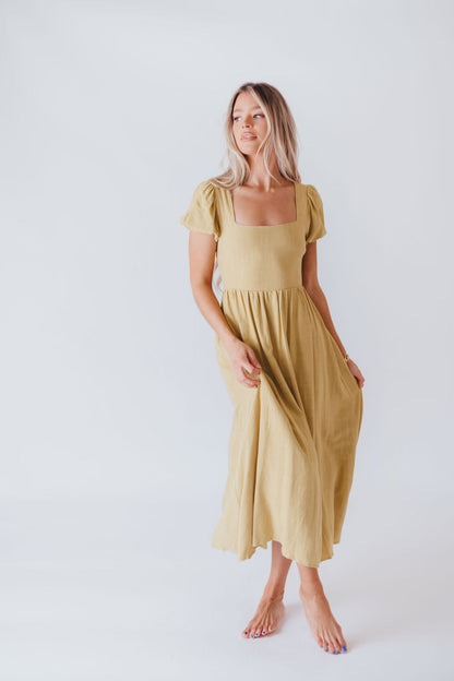 August Open Back Midi Dress in Sweet Pea - Bump Friendly