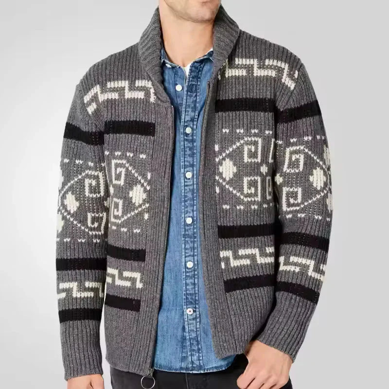 Jonas – wool knit cardigan with zipper and shawl collar
