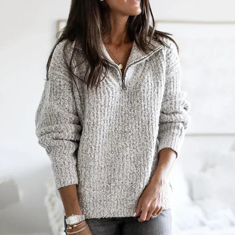 Stina – half-zip knit sweater made from soft wool