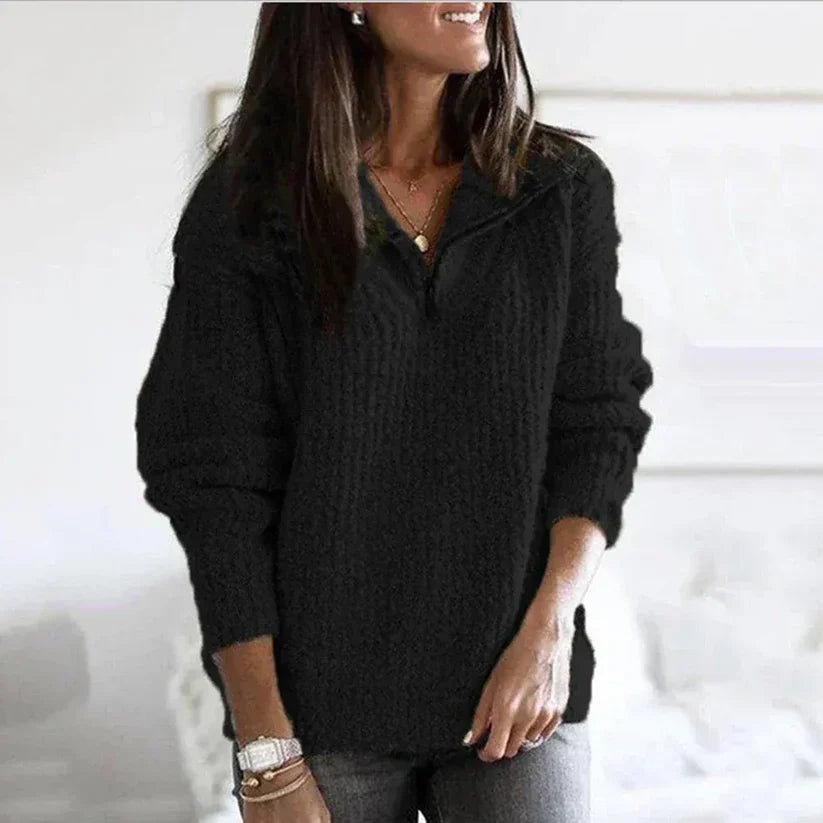 Stina – half-zip knit sweater made from soft wool