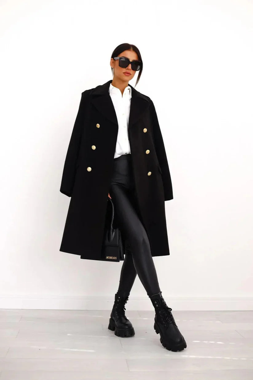 Clara – long wool coat with lapel collar and tailored cut