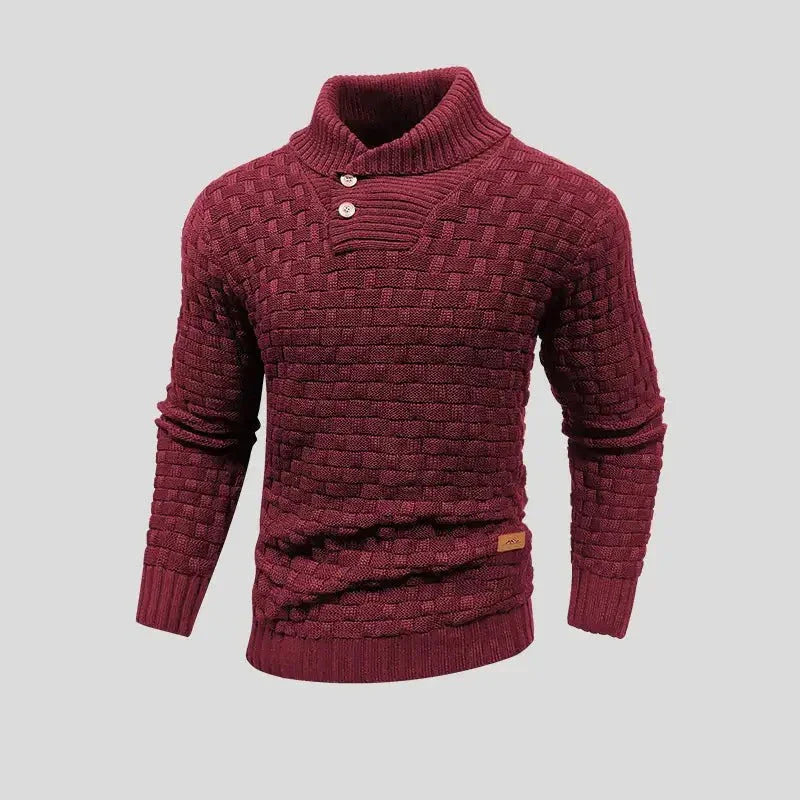 Eldon – knitted sweater with button placket and classic cut
