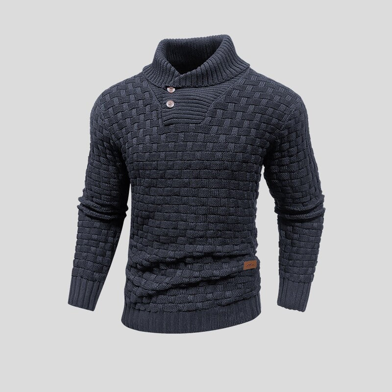 Eldon – knitted sweater with button placket and classic cut