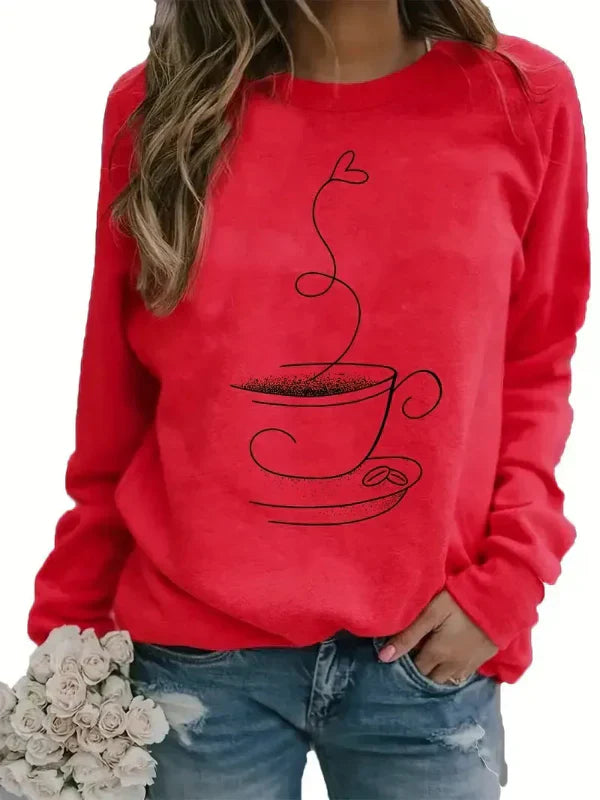 Maja – crewneck sweatshirt with coffee cup graphic print