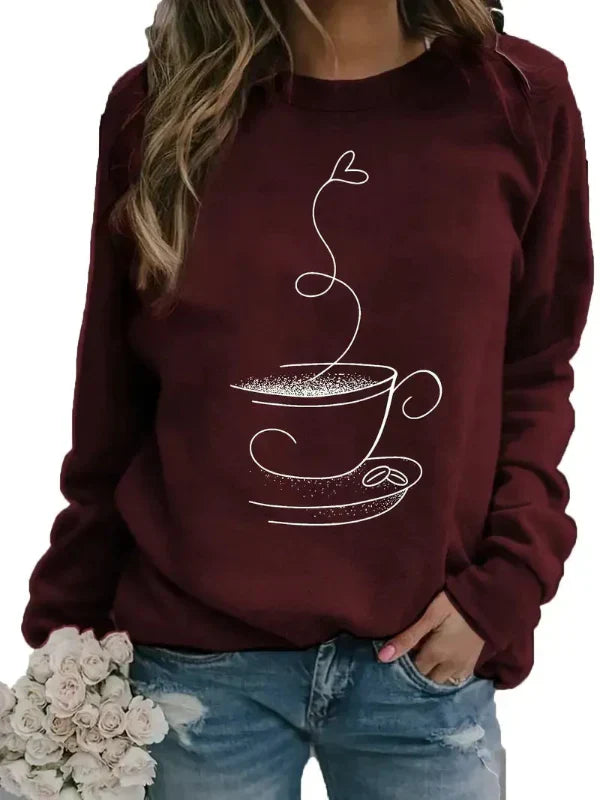 Maja – crewneck sweatshirt with coffee cup graphic print