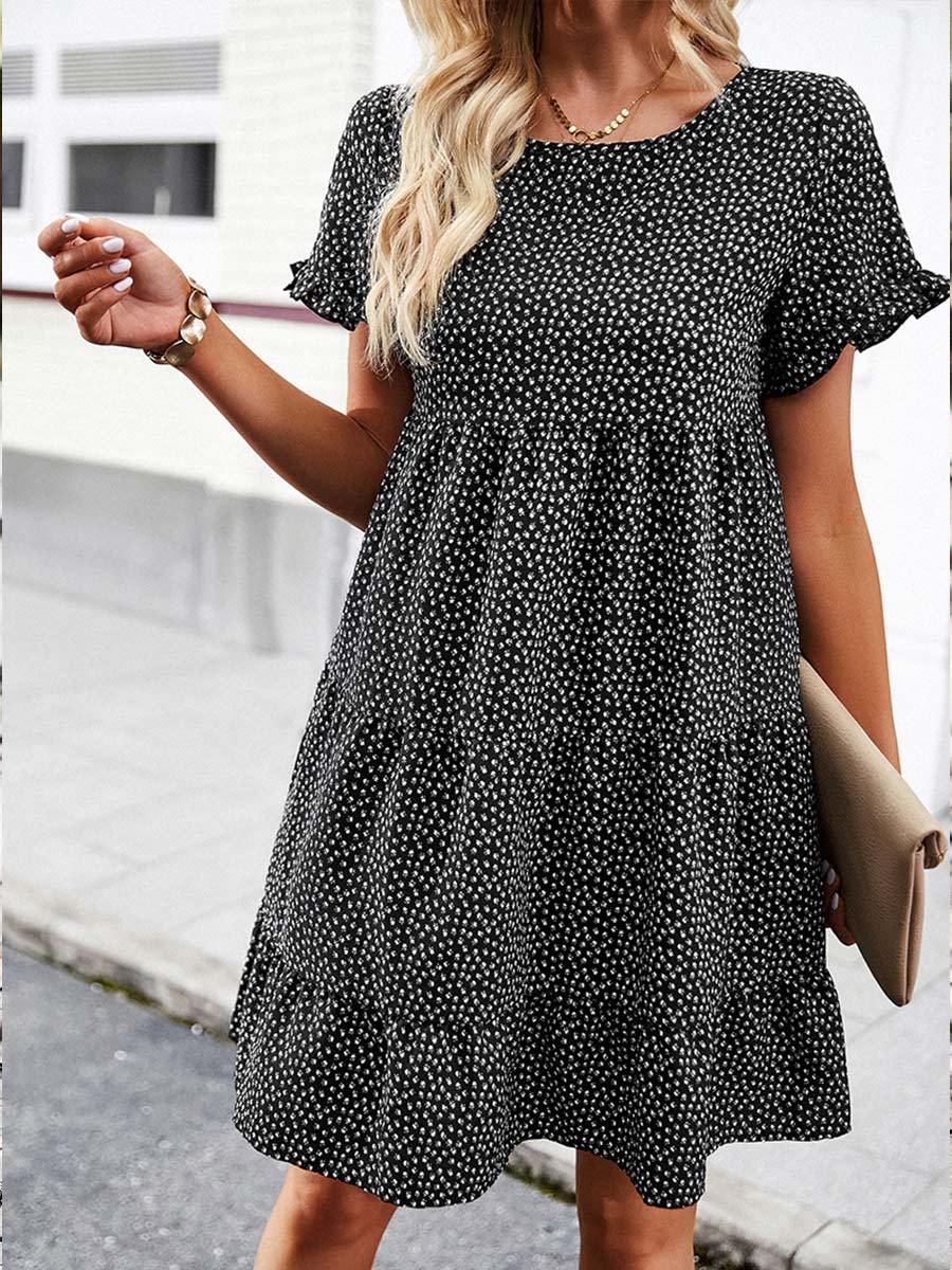 Women's Floral Print Round Neck Dress