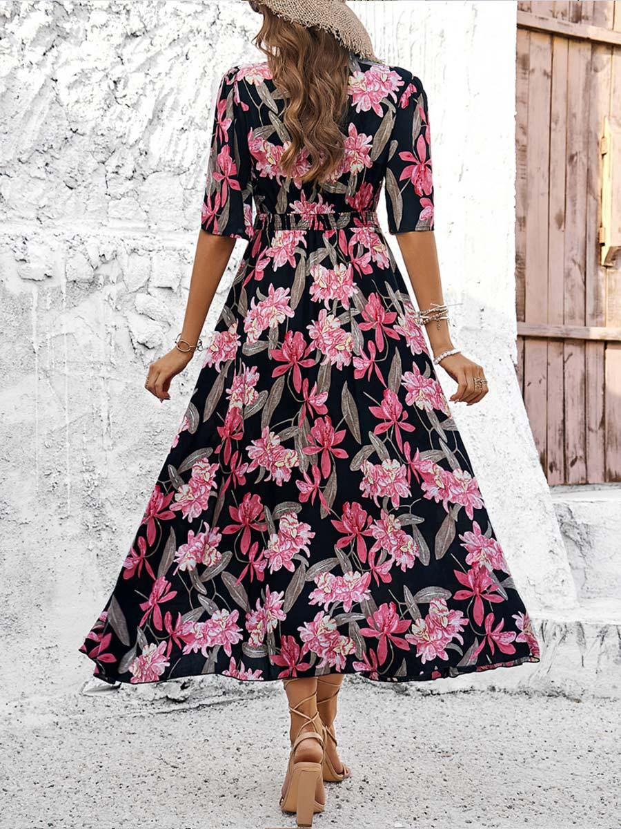 Women's Botanical Print Split Dress