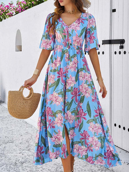 Women's Botanical Print Split Dress