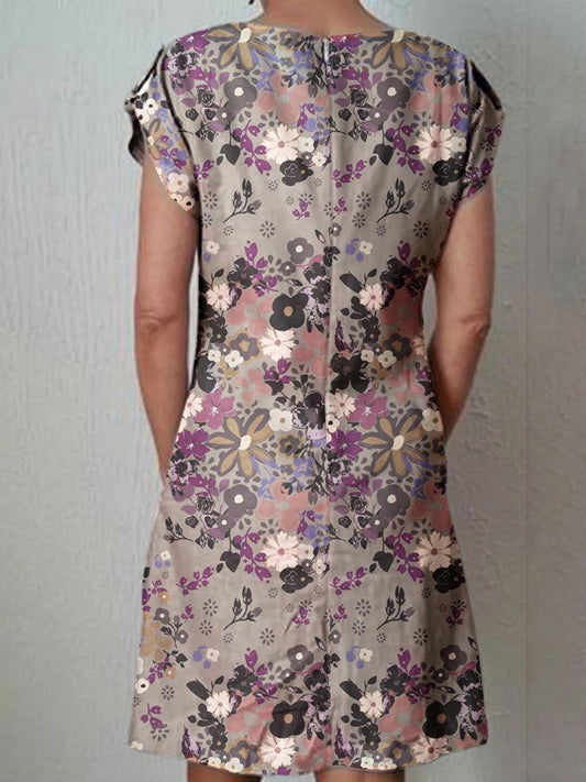 Women's Classic Floral Cotton and Linen Dress