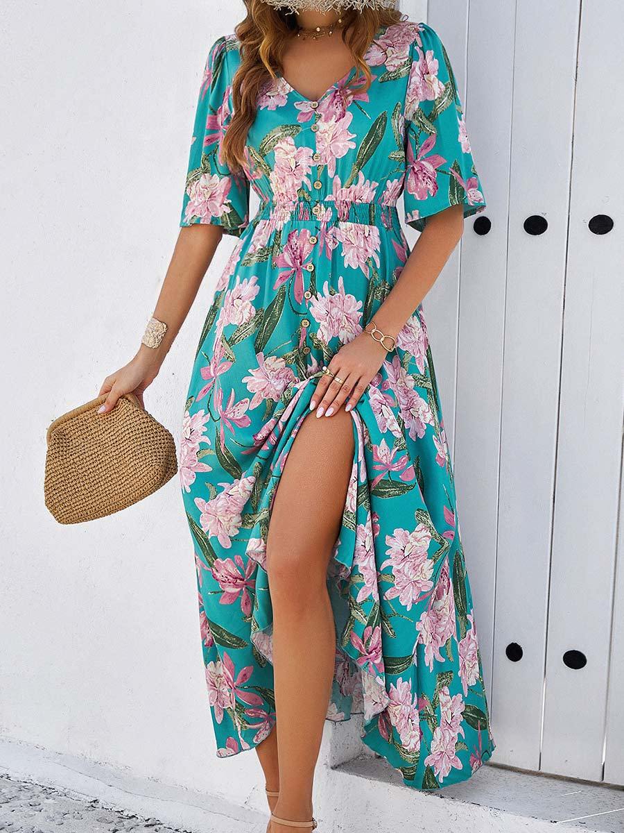 Women's Botanical Print Split Dress