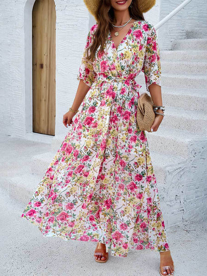 Women's Elegant Printed Waist Dress