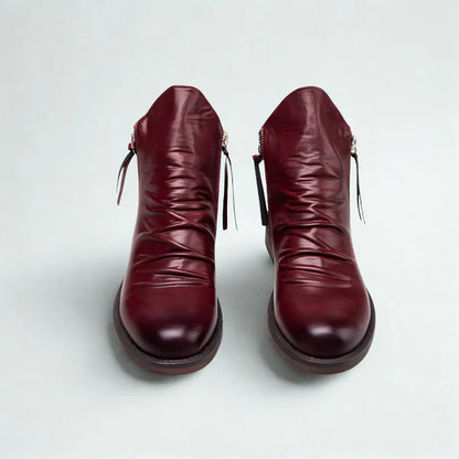Men's leather chelsea ankle boots with zipper – men