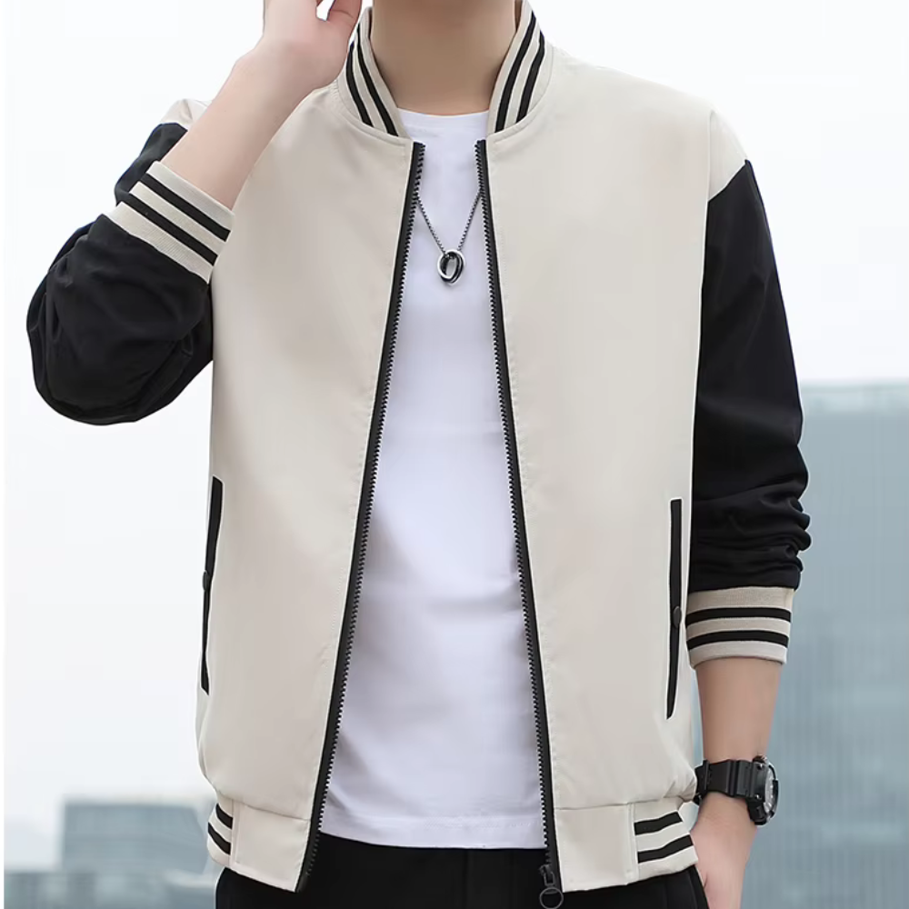 Leo Splicing Stripe Varsity Jacket