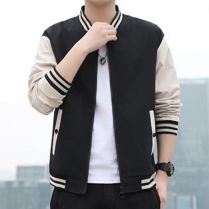 Leo Splicing Stripe Varsity Jacket