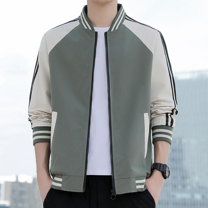 Leo Splicing Stripe Varsity Jacket