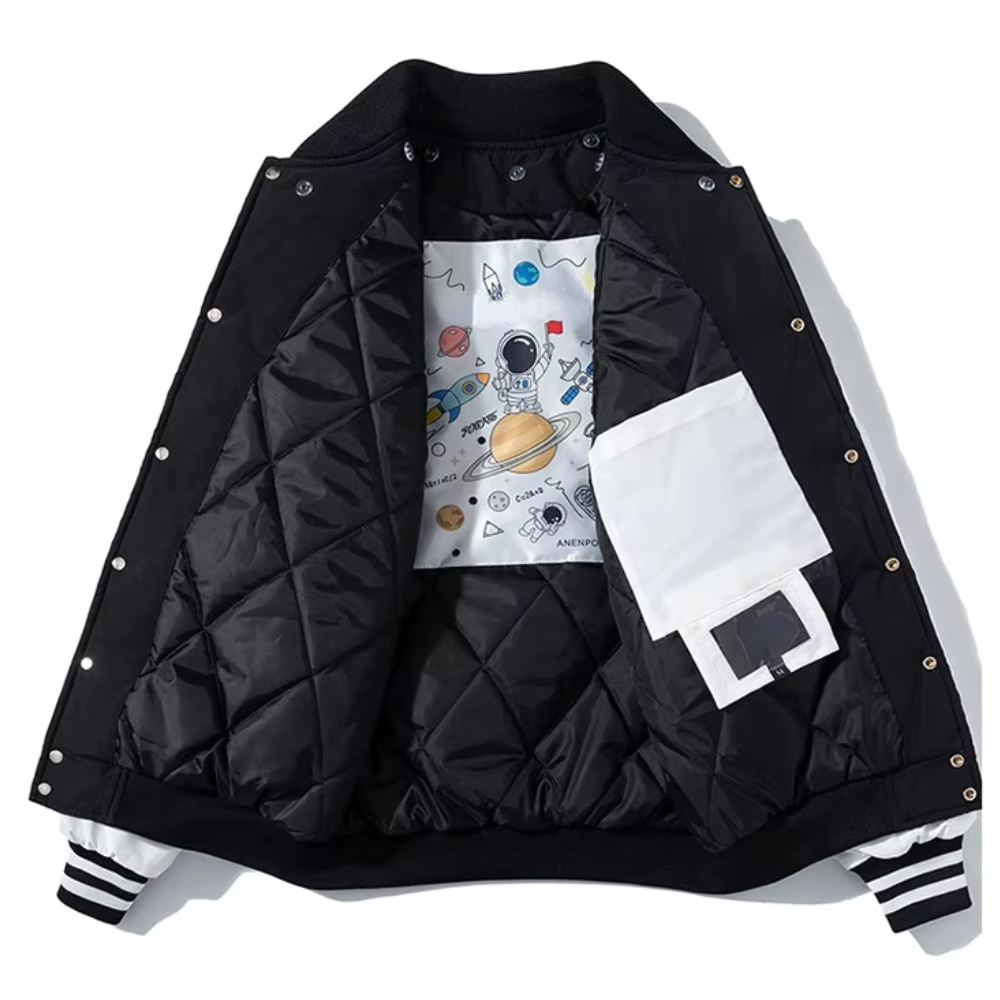 Liam Patchwork Detachable Hood Varsity Jacket