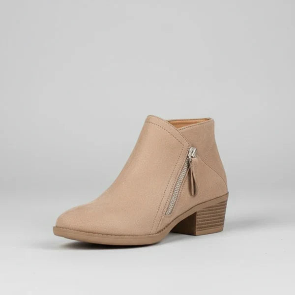 Women’s ankle booties low heel side zipper – women