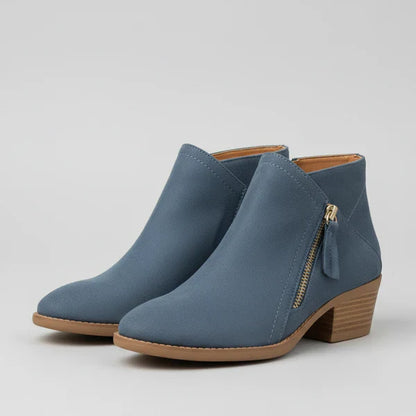 Women’s ankle booties low heel side zipper – women