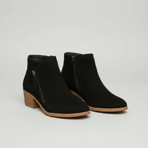Women’s ankle booties low heel side zipper – women