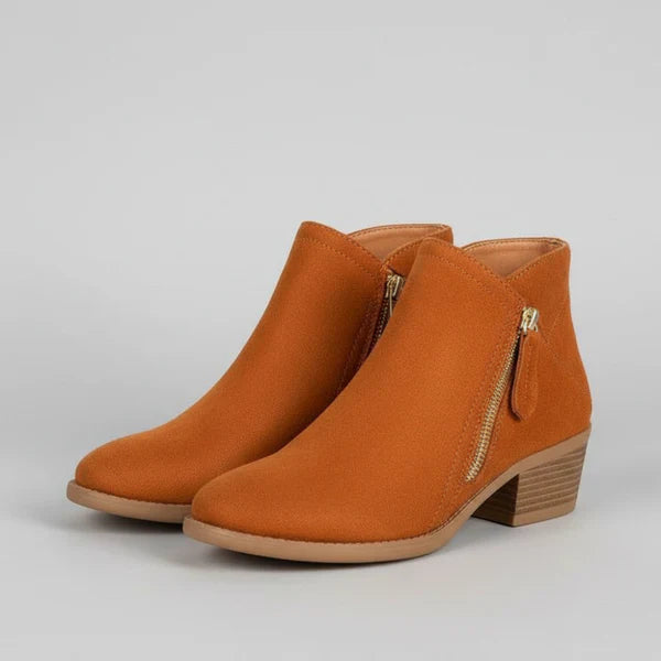 Women’s ankle booties low heel side zipper – women