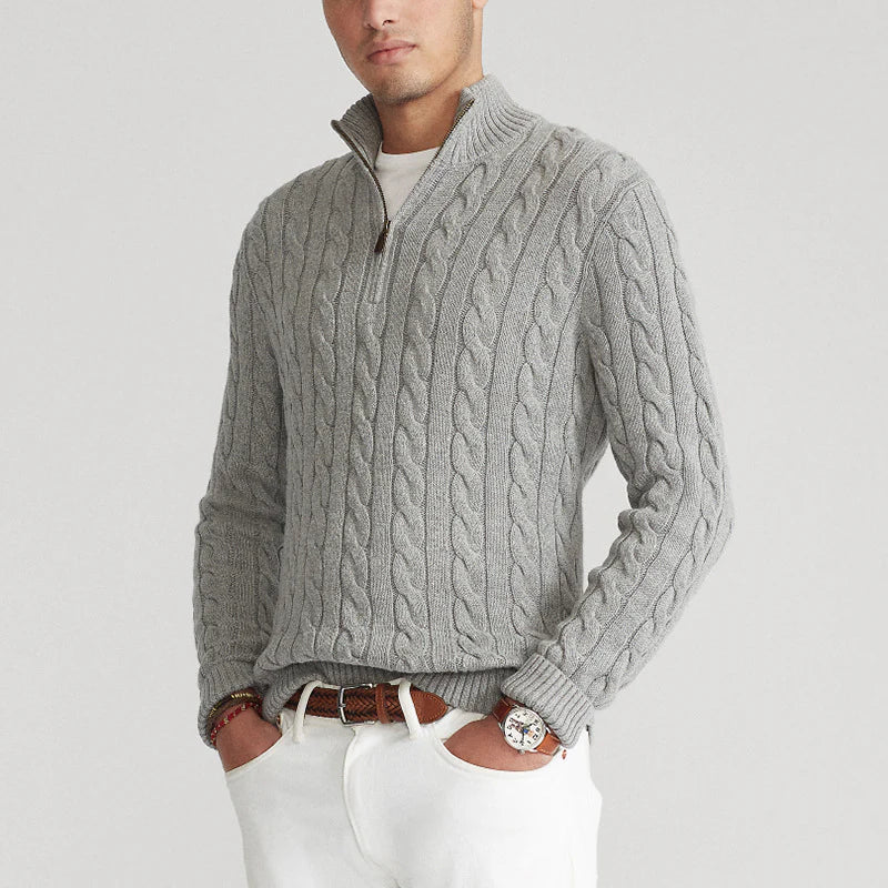 Men’s cable knit half-zip sweater – men