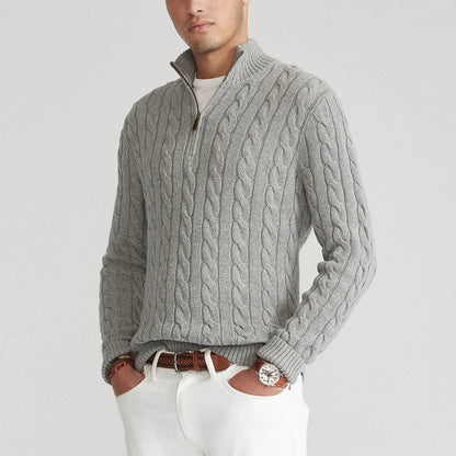 Men’s cable knit half-zip sweater – men