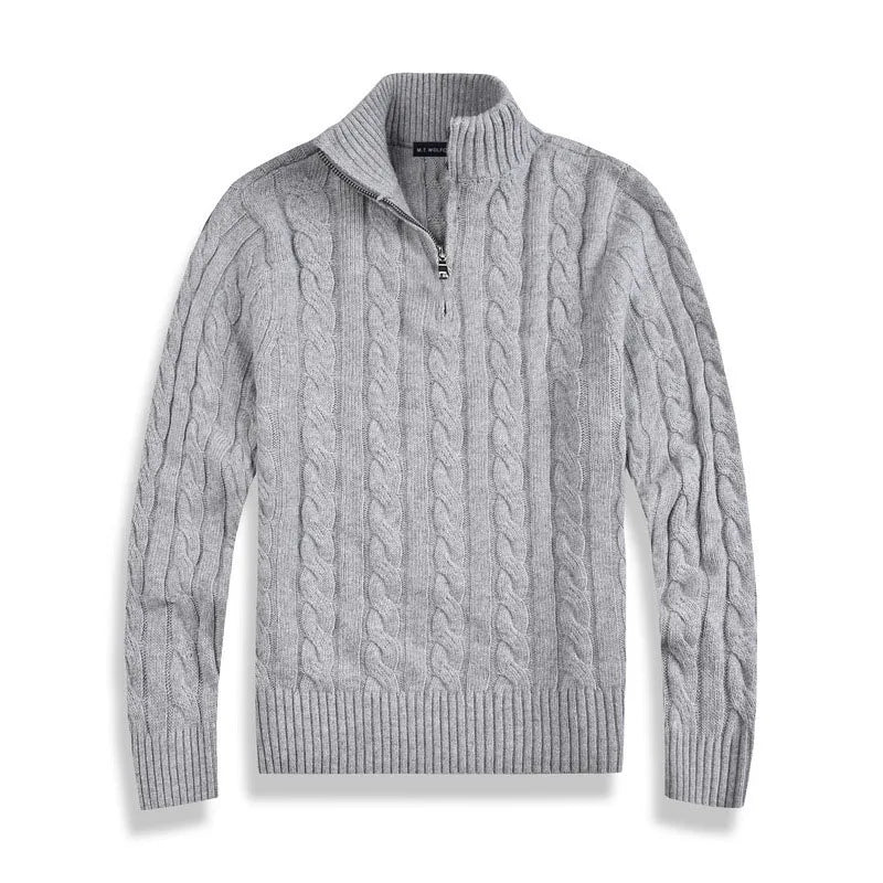 Men’s cable knit half-zip sweater – men