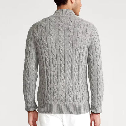Men’s cable knit half-zip sweater – men