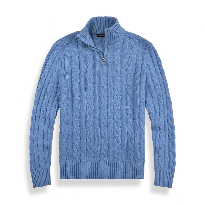 Men’s cable knit half-zip sweater – men