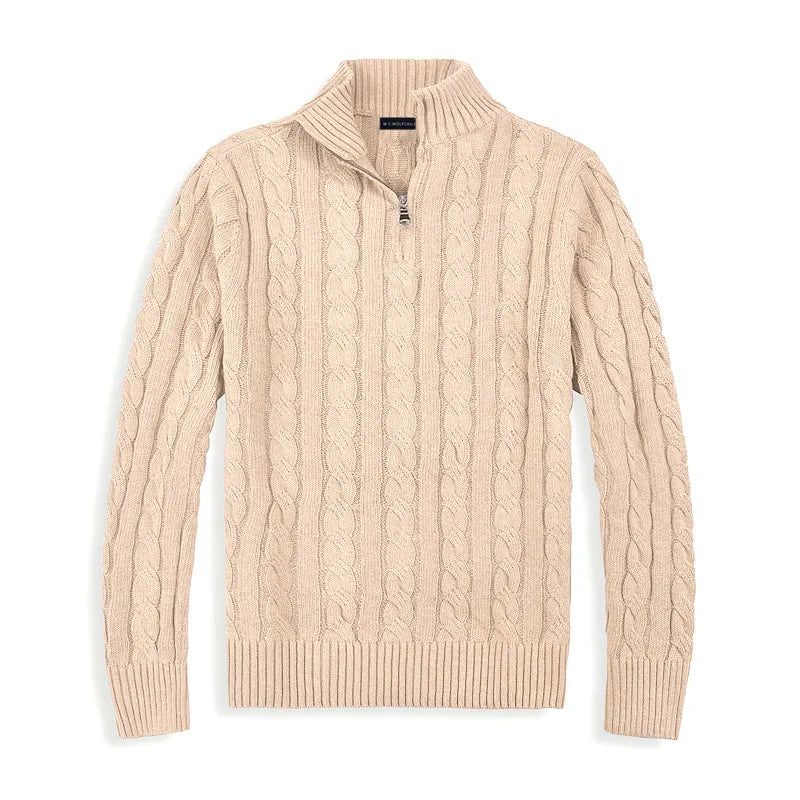 Men’s cable knit half-zip sweater – men