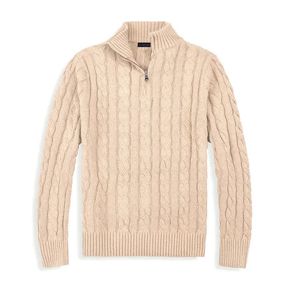 Men’s cable knit half-zip sweater – men