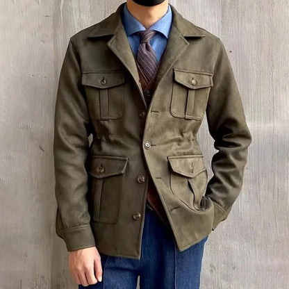 Luxurious men's jacket in a robust outdoor style