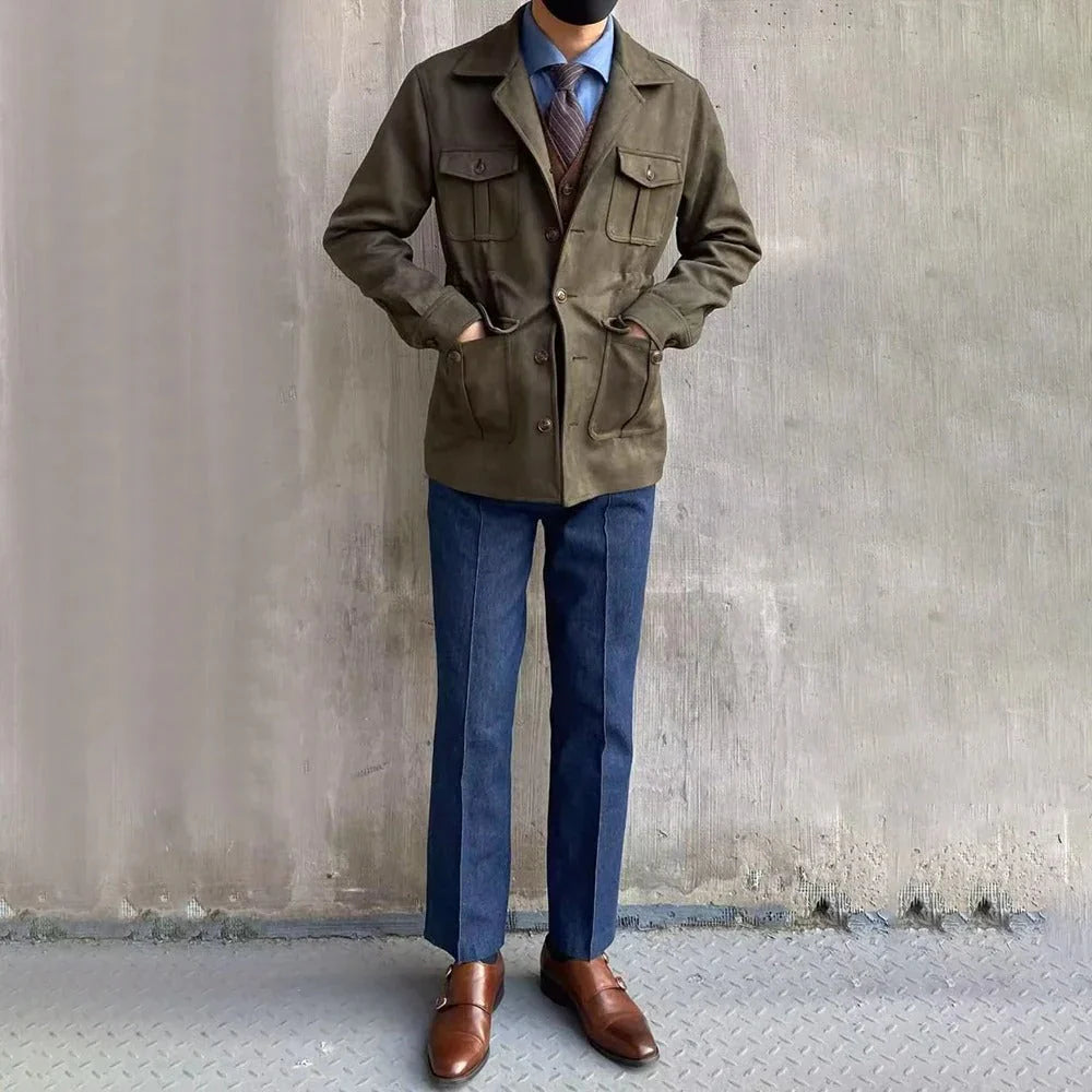 Luxurious men's jacket in a robust outdoor style