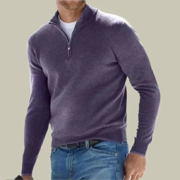 Malte – classic polo sweater with zippered collar