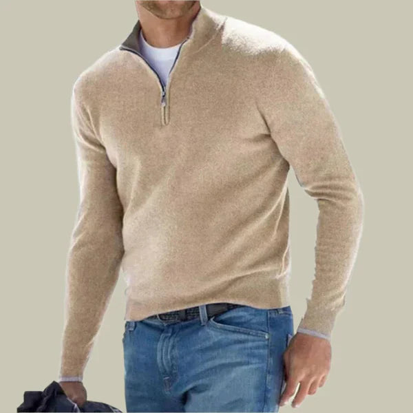 Malte – classic polo sweater with zippered collar