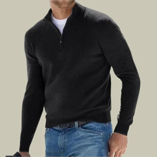Malte – classic polo sweater with zippered collar