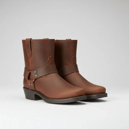 Men’s cowboy ankle boots leather harness biker – men