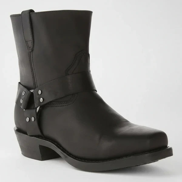Men’s cowboy ankle boots leather harness biker – men
