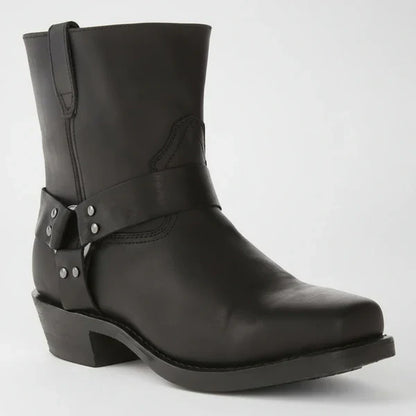 Men’s cowboy ankle boots leather harness biker – men
