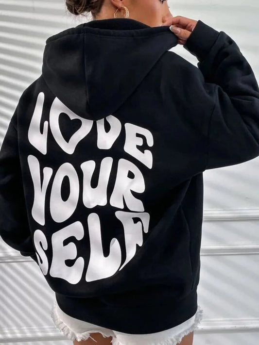Oversized “love yourself” hoodie – women