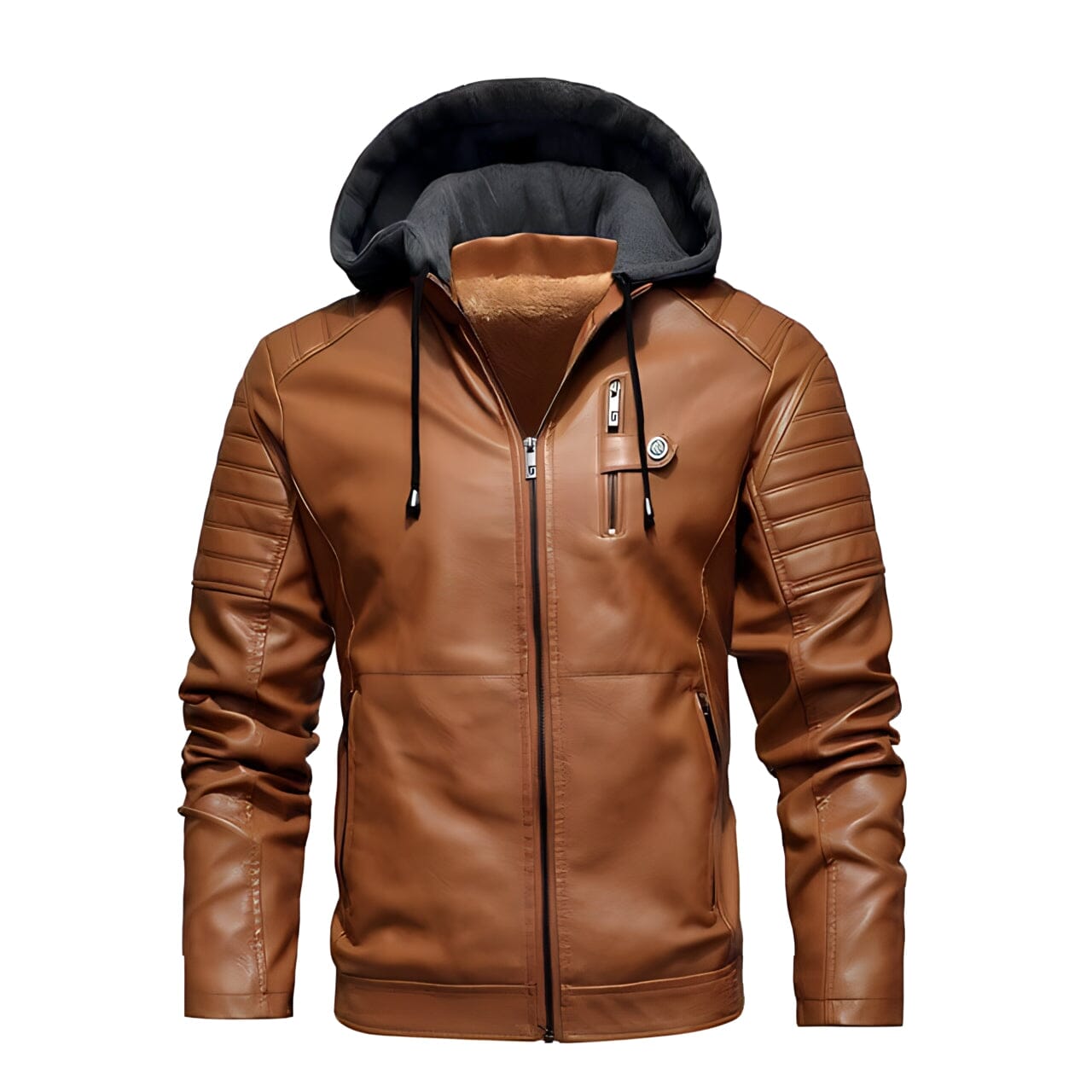 The Mountaineer Faux Leather Hooded Biker Jacket - Multiple Colors