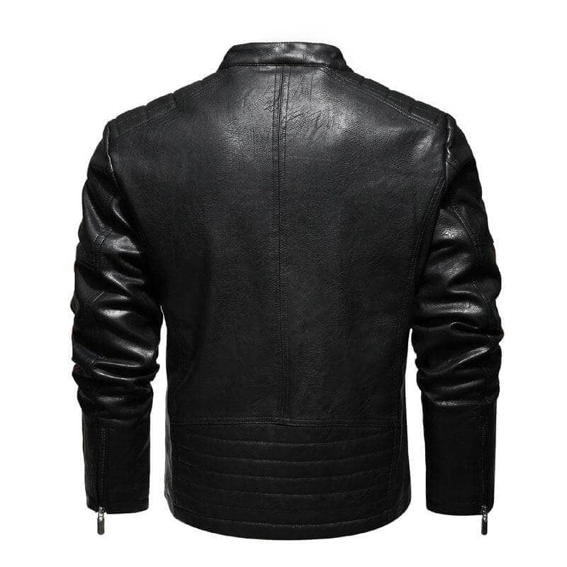 The Vincent Faux Leather Moto Biker Jacket - Black