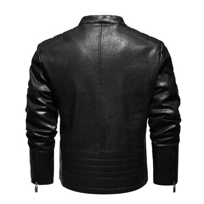 The Vincent Faux Leather Moto Biker Jacket - Black