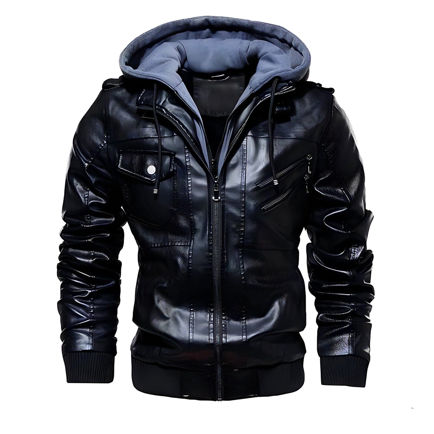 The Ace Faux Leather Hooded Biker Jacket - Multiple Colors