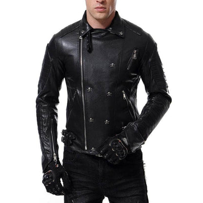 The Crossbone Faux Leather Biker Jacket