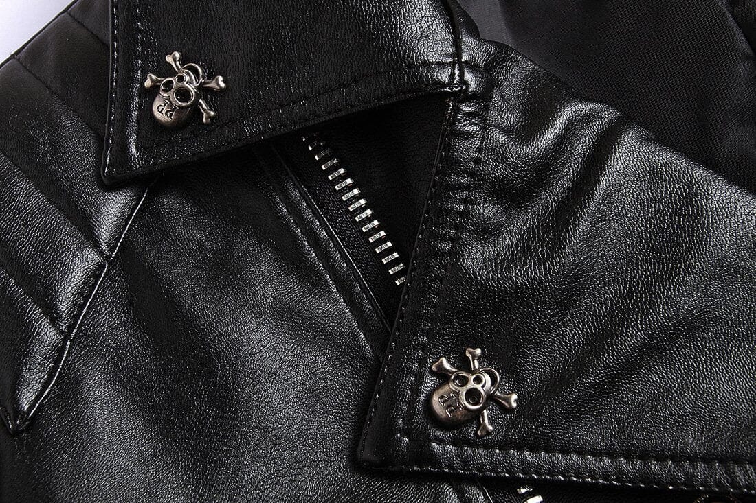 The Crossbone Faux Leather Biker Jacket