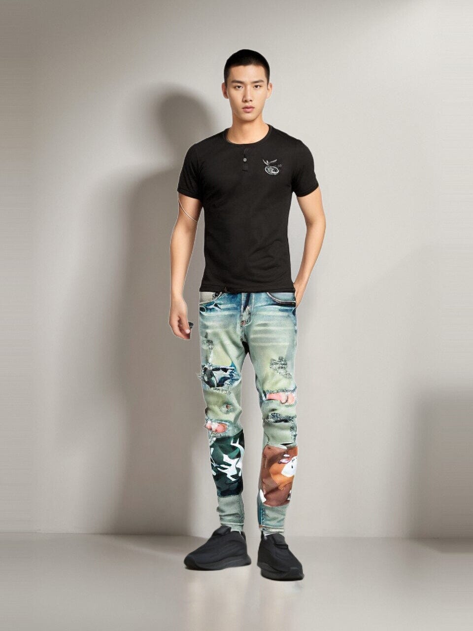 The Outsider Distressed Patchwork Denim Jeans